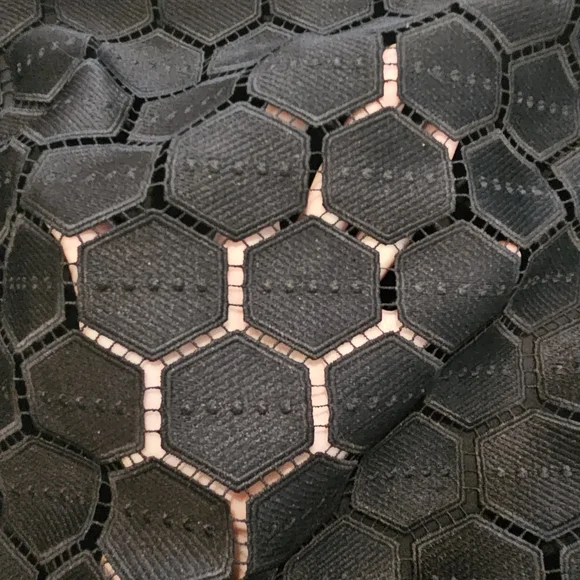 Anne Klein Black Hexagon Lace Long Sleeve Blouse Minimalist Business Casual Work - Picture 6 of 8